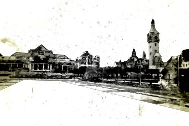 Sopot sanat çiziminde kare ve gezinti mimari dönüm noktası