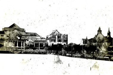 Sopot sanat çiziminde kare ve gezinti mimari dönüm noktası