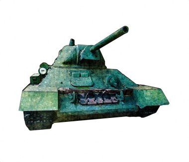 Vintage tank izole çizim sanat illüstrasyonu