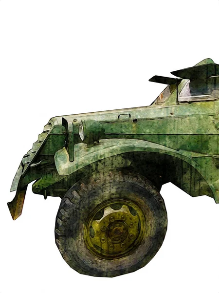 Armored Vehicle Technical Military Truck Art Illustration Isolated Sketch — Stock Photo, Image