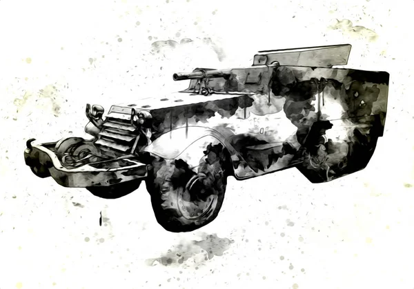 Иллюстрация Рисунку Военном Грузовике — стоковое фото