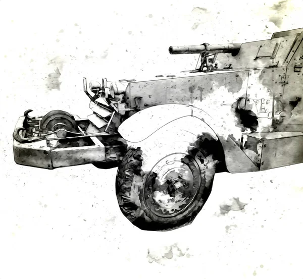 Armored Vehicle Technical Military Truck Art Illustration Isolated Sketch — Stock Photo, Image