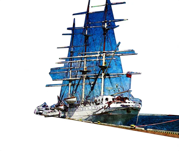 Antique Βάρκα Κίνητρο Θάλασσα Σχέδιο Χειροποίητα Εικονογράφηση Τέχνη Vintage Σχέδιο — Φωτογραφία Αρχείου