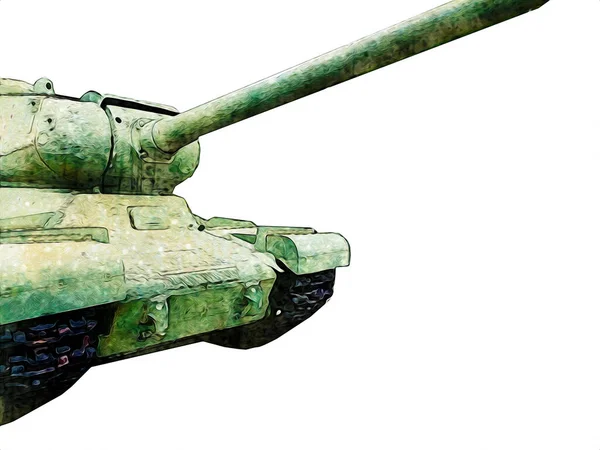 Vintage Tank Geïsoleerde Tekening Schets Kunst Illustratie — Stockfoto