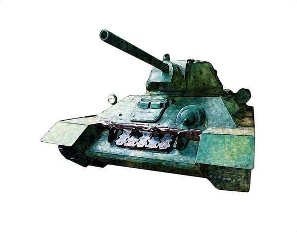 Vintage Tank Geïsoleerde Tekening Schets Kunst Illustratie — Stockfoto