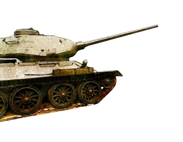 Vintage Tank Geïsoleerde Tekening Schets Kunst Illustratie — Stockfoto