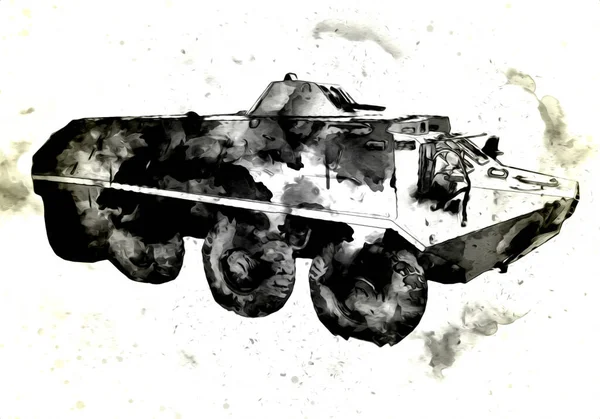 Vintage Tank Isolated Drawing Sketch Art Illustration — Stock Photo, Image