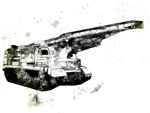 Vintage Tank Geïsoleerde Tekening Schets Kunst Illustratie — Stockfoto