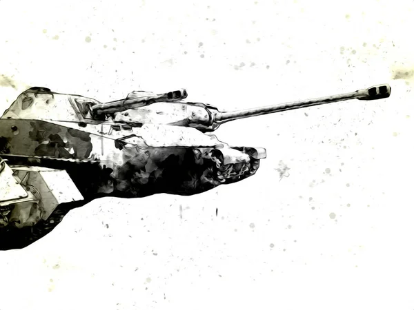 Vintage Tank Geïsoleerde Tekening Schets Kunst Illustratie — Stockfoto