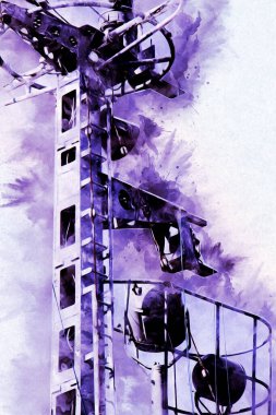 Donanma gemisinde askeri radar takibi, sanat eseri çizimi klasik.