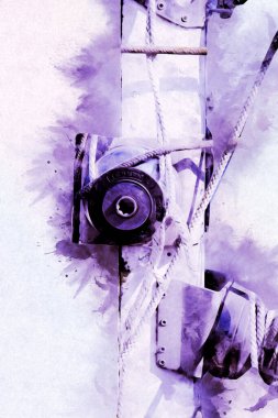 Yelkenli tekneler marina sanat illüstrasyonuna yerleştirildi.