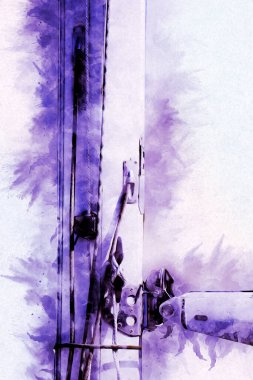 Yelkenli tekneler marina sanat illüstrasyonuna yerleştirildi.