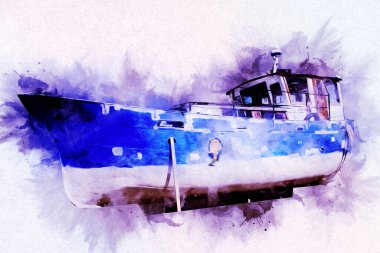 Yelkenli tekneler marina sanat illüstrasyonuna yerleştirildi.