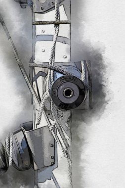 Yelkenli tekneler marina sanat illüstrasyonuna yerleştirildi.