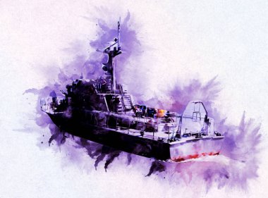 Askeri gemi, Atlantik Denizi 'nin engebeli çizimlerinden geçiyor.