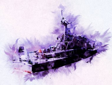 Askeri gemi, Atlantik Denizi 'nin engebeli çizimlerinden geçiyor.