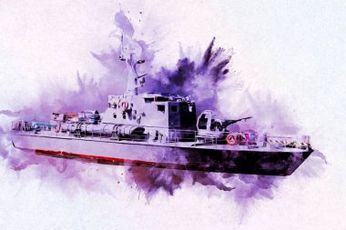 Askeri gemi, Atlantik Denizi 'nin engebeli çizimlerinden geçiyor.