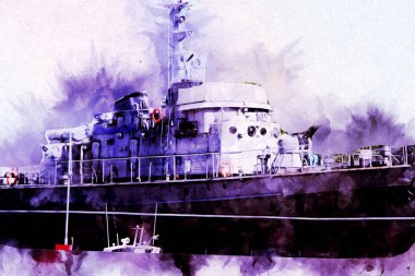 Askeri gemi, Atlantik Denizi 'nin engebeli çizimlerinden geçiyor.