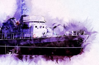 Askeri gemi, Atlantik Denizi 'nin engebeli çizimlerinden geçiyor.