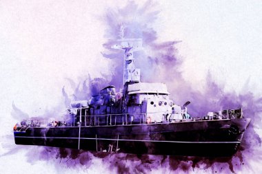 Askeri gemi, Atlantik Denizi 'nin engebeli çizimlerinden geçiyor.