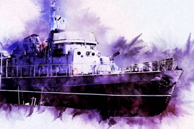 Askeri gemi, Atlantik Denizi 'nin engebeli çizimlerinden geçiyor.