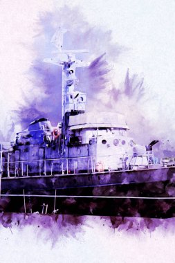 Askeri gemi, Atlantik Denizi 'nin engebeli çizimlerinden geçiyor.