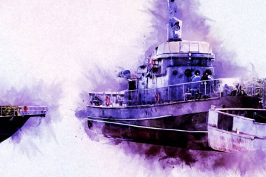 Askeri gemi, Atlantik Denizi 'nin engebeli çizimlerinden geçiyor.