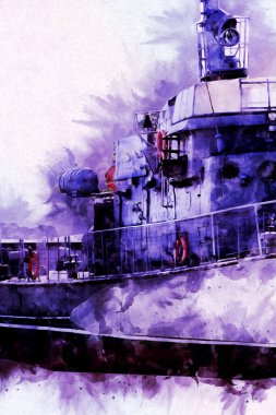 Askeri gemi, Atlantik Denizi 'nin engebeli çizimlerinden geçiyor.