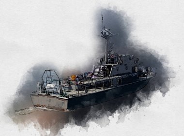 Askeri gemi, Atlantik Denizi 'nin engebeli çizimlerinden geçiyor.