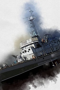 Askeri gemi, Atlantik Denizi 'nin engebeli çizimlerinden geçiyor.