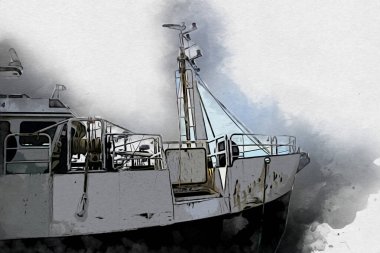 Askeri gemi, Atlantik Denizi 'nin engebeli çizimlerinden geçiyor.