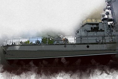 Askeri gemi, Atlantik Denizi 'nin engebeli çizimlerinden geçiyor.