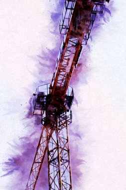 Şantiye iskelesi, klasik resim çizimi olan bir inşaat alanı.