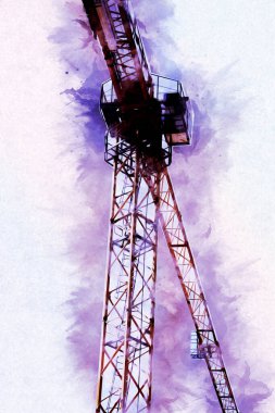 Şantiye iskelesi, klasik resim çizimi olan bir inşaat alanı.