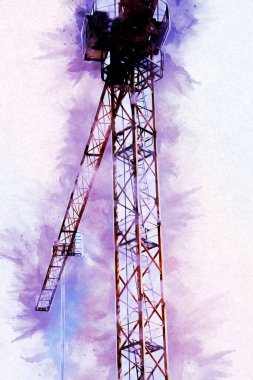 Şantiye iskelesi, klasik resim çizimi olan bir inşaat alanı.