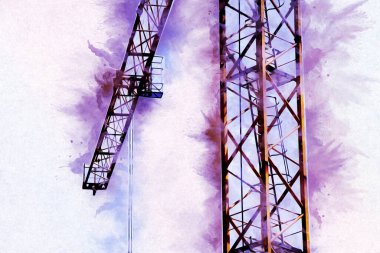 Şantiye iskelesi, klasik resim çizimi olan bir inşaat alanı.