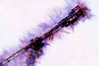 Şantiye iskelesi, klasik resim çizimi olan bir inşaat alanı.