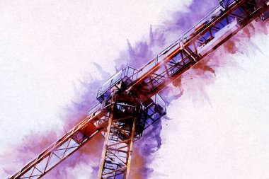 Şantiye iskelesi, klasik resim çizimi olan bir inşaat alanı.