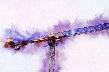 Şantiye iskelesi, klasik resim çizimi olan bir inşaat alanı.