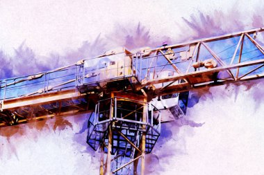 Şantiye iskelesi, klasik resim çizimi olan bir inşaat alanı.