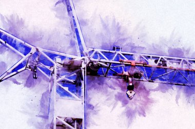 Şantiye iskelesi, klasik resim çizimi olan bir inşaat alanı.