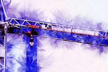 Şantiye iskelesi, klasik resim çizimi olan bir inşaat alanı.