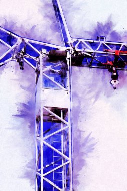 Şantiye iskelesi, klasik resim çizimi olan bir inşaat alanı.