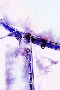 Şantiye iskelesi, klasik resim çizimi olan bir inşaat alanı.