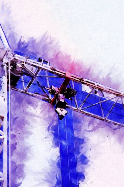 Şantiye iskelesi, klasik resim çizimi olan bir inşaat alanı.