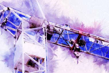 Şantiye iskelesi, klasik resim çizimi olan bir inşaat alanı.