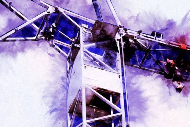 Şantiye iskelesi, klasik resim çizimi olan bir inşaat alanı.