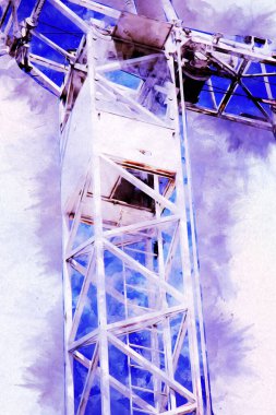 Şantiye iskelesi, klasik resim çizimi olan bir inşaat alanı.