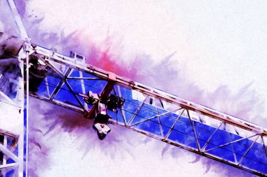 Şantiye iskelesi, klasik resim çizimi olan bir inşaat alanı.