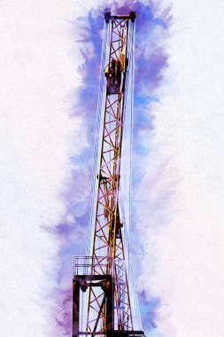 Şantiye iskelesi, klasik resim çizimi olan bir inşaat alanı.